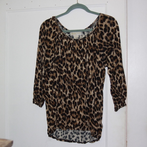 Michael Kors Tops - Michael Kors Leopard Print Shirt Blouse Petite Med